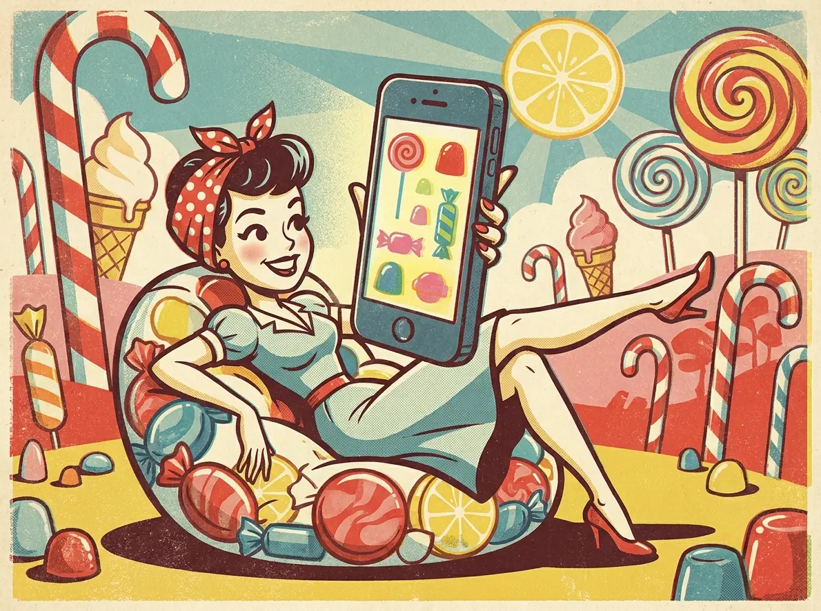 Retro Sweets in a mobile browser